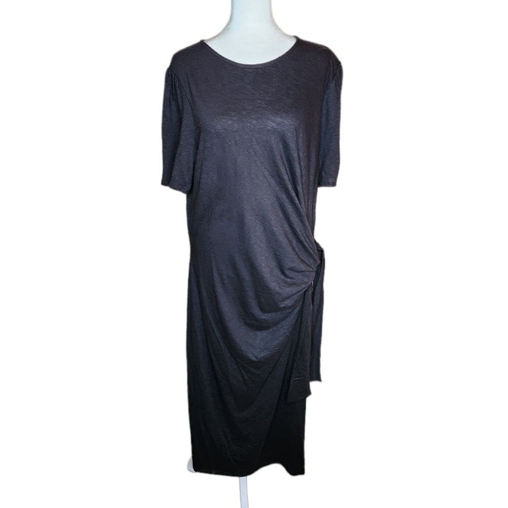 NEW Boden Side Tie Midi Black Dress U S 16-18